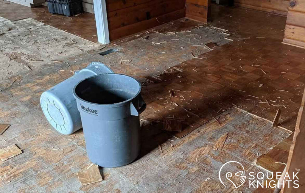 dustbin kept while constructing floor