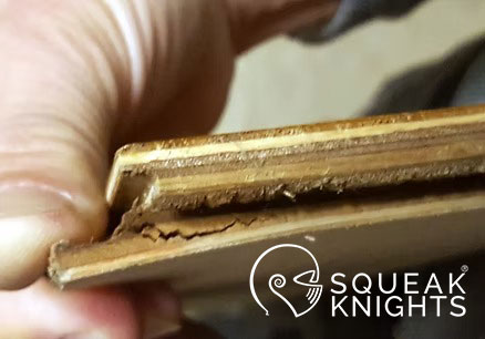 Split in the layers of an Engineered Floor plank